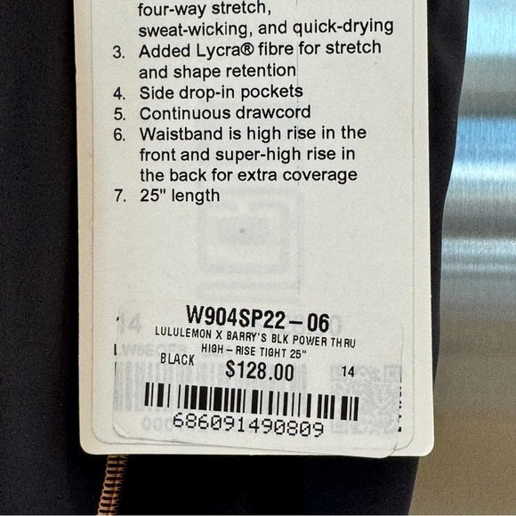 NWT Lululemon Power Thru Legging x Barry’s Tights in Black Orange colour seam​ - Picture 8 of 16